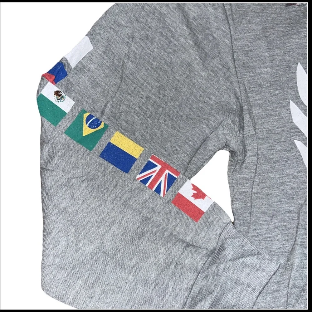 Olympics Flame Hoodie W/14 Flags On Sleeves Pullover Gray Hooded Sweatshirt NWT